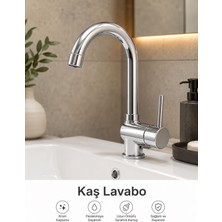Fedam Kaş Lavabo Bataryası Krom Tek Kumandalı Lavabo Musluğu Banyo Lavabo Bataryası Seramik Kartuşlu Modern Armatür