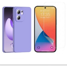 Tekno Grup Oppo Reno 13F 5g Kılıf Içi Kadife Yumuşak Lansman Kılıf-Lila + Nano Esnek Ekran Koruyucu