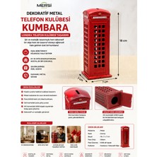 Mersi Shop Dekoratif Metal Telefon Kulübesi Kumbara – Londra Telefon Kulübesi Tasarımlı 18 x 7 cm