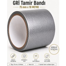 Badem10 Gri Tamir Izolasyon Bandı 75 mm x 10 Metre Genel Duct Tape Su Geçirmez Sızdırmazlık Takviye Bantları