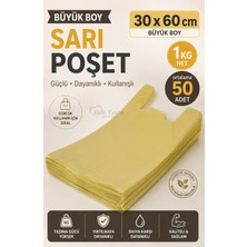 Kalbi Ticaret Kalın Sarı Poşet Büyük Boy 1 kg Market Manav Poşeti 30X60 cm Çöp Poşeti Atlet Poşet