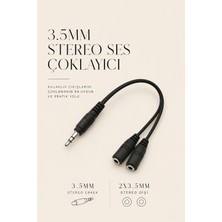 3.5 mm Stereo Ses Çoklayıcı Kablo - 1 Erkek / 2 Dişi Kulaklık ve Mikrofon Ayırıcı Adaptör Tek Girişi Ikiye Bölen Stereo Ses Çevirici Kablo