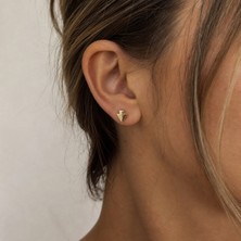 Koçak 14 Ayar Minimalist Tasarım Ok Altın Küpe