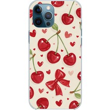 TechTree iPhone 12 Pro Max Uyumlu Iraz, Kırmızı Kurdele ve Kalp Baskılı Silikon Kılıf