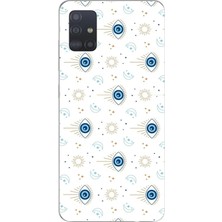 TechTree Samsung Galaxy A51 Uyumlu Nazar Boncuğu Güneş ve Hilal Baskılı Silikon Kılıf