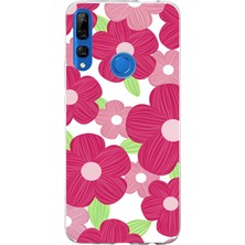 TechTree Honor 9x Uyumlu Pembe Çiçek Desenli Baskılı Silikon Kılıf