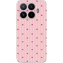 TechTree Xiaomi 17T Uyumlu Pembe Çizgili ve Mini Kalp Baskılı Silikon Kılıf