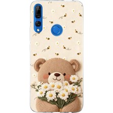 TechTree Honor 9x Uyumlu Arı ve Papatya Sevimli Ayıcık Baskılı Silikon Kılıf