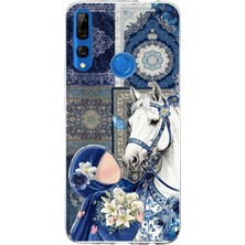 TechTree Honor 9x Uyumlu Geleneksel Motifli Beyaz At Baskılı Silikon Kılıf