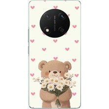 TechTree Honor X9C Uyumlu Papatya Tutan Sevimli Ayıcık Baskılı Silikon Kılıf