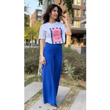 Leilaa Likralı Bol Paça Kumaş Pantolon