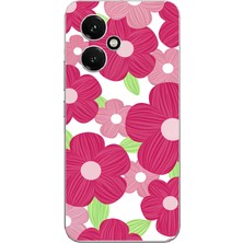 TechTree Honor 400 Uyumlu Pembe Çiçek Desenli Baskılı Silikon Kılıf