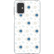 TechTree Samsung Galaxy M31S Uyumlu Nazar Boncuğu Güneş ve Hilal Baskılı Silikon Kılıf