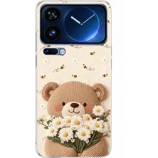 TechTree Xiaomi 17 Pro Max Uyumlu Arı ve Papatya Sevimli Ayıcık Baskılı Silikon Kılıf