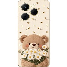 TechTree Infinix Hot 40-40 Pro Uyumlu Arı ve Papatya Sevimli Ayıcık Baskılı Silikon Kılıf