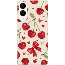 TechTree Samsung Galaxy S25 Edge Uyumlu Iraz, Kırmızı Kurdele ve Kalp Baskılı Silikon Kılıf