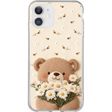 TechTree iPhone 11 Uyumlu Arı ve Papatya Sevimli Ayıcık Baskılı Silikon Kılıf
