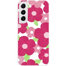 TechTree Samsung Galaxy S22 Uyumlu Pembe Çiçek Desenli Baskılı Silikon Kılıf