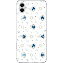 TechTree Samsung Galaxy A04 Uyumlu Nazar Boncuğu Güneş ve Hilal Baskılı Silikon Kılıf