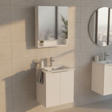 VitrA Miaplus Square 60 cm Lavabo Dolabı,raflı Dolaplı Ayna,2 Kapaklı, Parlak Beyaz