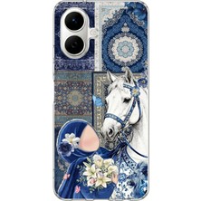 TechTree Infinix Smart 10 Uyumlu Geleneksel Motifli Beyaz At Baskılı Silikon Kılıf