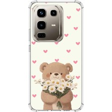 TechTree Infinix Note 50 Pro Uyumlu Papatya Tutan Sevimli Ayıcık Baskılı Silikon Kılıf