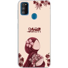 TechTree Samsung Galaxy M30S/M21 Uyumlu Bordür Çiçekli Sabır Yazılı Baskılı Silikon Kılıf