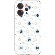 TechTree Vivo V70 Uyumlu Nazar Boncuğu Güneş ve Hilal Baskılı Silikon Kılıf