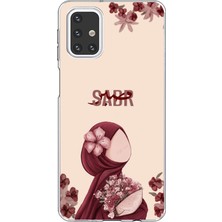 TechTree Samsung Galaxy M31S Uyumlu Bordür Çiçekli Sabır Yazılı Baskılı Silikon Kılıf
