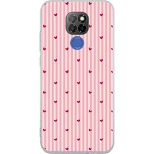 TechTree General Mobile Gm 20 Uyumlu Pembe Çizgili ve Mini Kalp Baskılı Silikon Kılıf