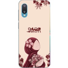 TechTree Samsung Galaxy A02 Uyumlu Bordür Çiçekli Sabır Yazılı Baskılı Silikon Kılıf