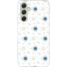 TechTree Samsung Galaxy A15 Uyumlu Nazar Boncuğu Güneş ve Hilal Baskılı Silikon Kılıf