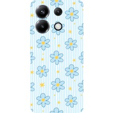 TechTree Poco X6 Pro Uyumlu Mavi Çizgili ve Sarı Papatya Baskılı Silikon Kılıf