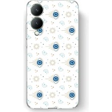 TechTree Vivo Y17S Uyumlu Nazar Boncuğu Güneş ve Hilal Baskılı Silikon Kılıf