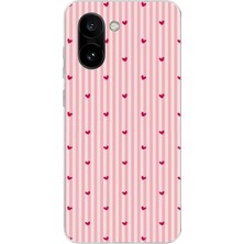 TechTree Oneplus 15R Uyumlu Pembe Çizgili ve Mini Kalp Baskılı Silikon Kılıf