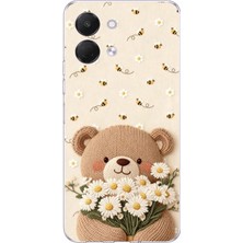 TechTree Tecno Spark Go 3 Uyumlu Arı ve Papatya Sevimli Ayıcık Baskılı Silikon Kılıf