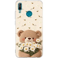 TechTree Huawei P Smart 2019 Uyumlu Arı ve Papatya Sevimli Ayıcık Baskılı Silikon Kılıf