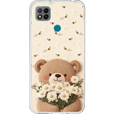 TechTree Redmi 9c / 10A Uyumlu Arı ve Papatya Sevimli Ayıcık Baskılı Silikon Kılıf