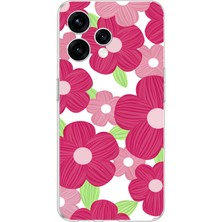 TechTree Oppo Reno 15 - Reno 15F Uyumlu Pembe Çiçek Desenli Baskılı Silikon Kılıf