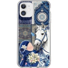 TechTree iPhone 11 Uyumlu Geleneksel Motifli Beyaz At Baskılı Silikon Kılıf