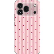 TechTree Honor 600 Pro Uyumlu Pembe Çizgili ve Mini Kalp Baskılı Silikon Kılıf