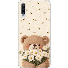 TechTree Samsung Galaxy A50-A30S Uyumlu Arı ve Papatya Sevimli Ayıcık Baskılı Silikon Kılıf