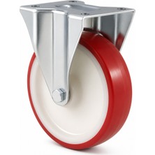 Badem10 Sabit Tablalı Poliamid Tekeri 200X50 mm Kırmızı Rulmanlı Endüstriyel Makine Mobilya Teker 1 Adet