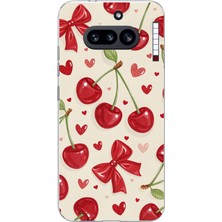 TechTree Nothing Phone (4A) Uyumlu Iraz, Kırmızı Kurdele ve Kalp Baskılı Silikon Kılıf