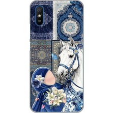 TechTree Redmi 9A Uyumlu Geleneksel Motifli Beyaz At Baskılı Silikon Kılıf