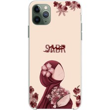 TechTree iPhone 11 Pro Max Uyumlu Bordür Çiçekli Sabır Yazılı Baskılı Silikon Kılıf