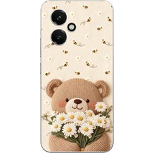 TechTree Honor 400 Uyumlu Arı ve Papatya Sevimli Ayıcık Baskılı Silikon Kılıf