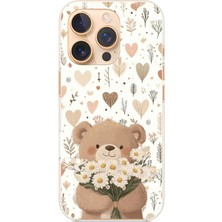 TechTree iPhone 16 Pro Uyumlu Romantik Sevimli Ayıcık Baskılı Silikon Kılıf