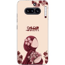 TechTree Nothing Phone (4A) Uyumlu Bordür Çiçekli Sabır Yazılı Baskılı Silikon Kılıf