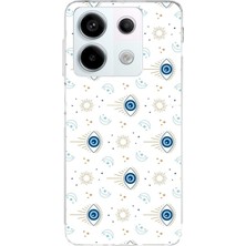 TechTree Redmi Note 13 Pro 5g Uyumlu Nazar Boncuğu Güneş ve Hilal Baskılı Silikon Kılıf